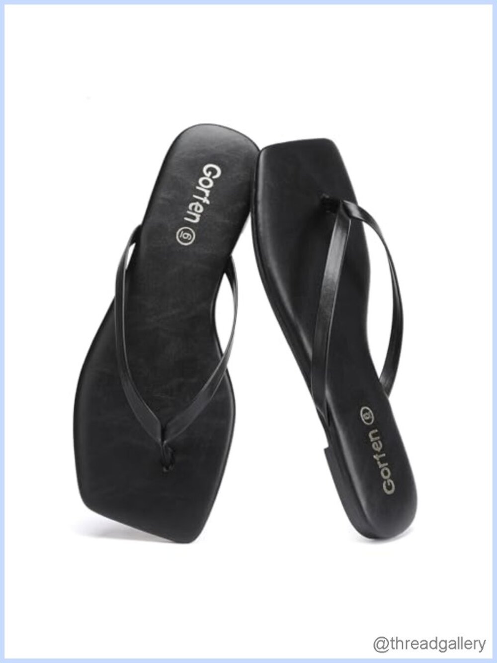 PU Leather Square Toe Flip Flops Non-Slip Beach Sandals